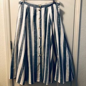 Mlle Gabrielle Navy and White Striped A-Line Skirt